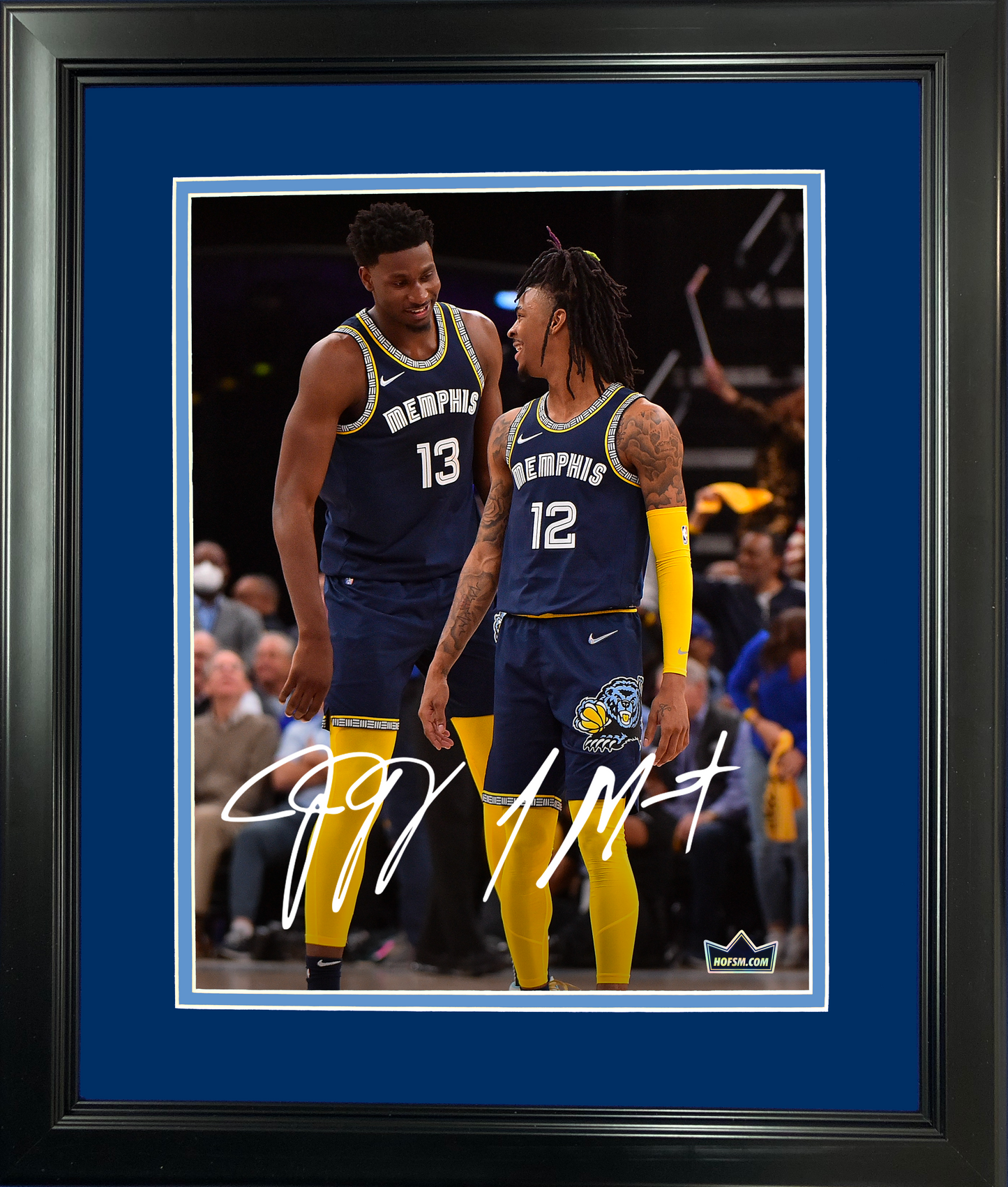 Framed Ja Morant & Jaren Jackson Jr. Dual Facsimile Laser Engraved Signature Auto 11"x14" Basketball Photo HOFSM Holo