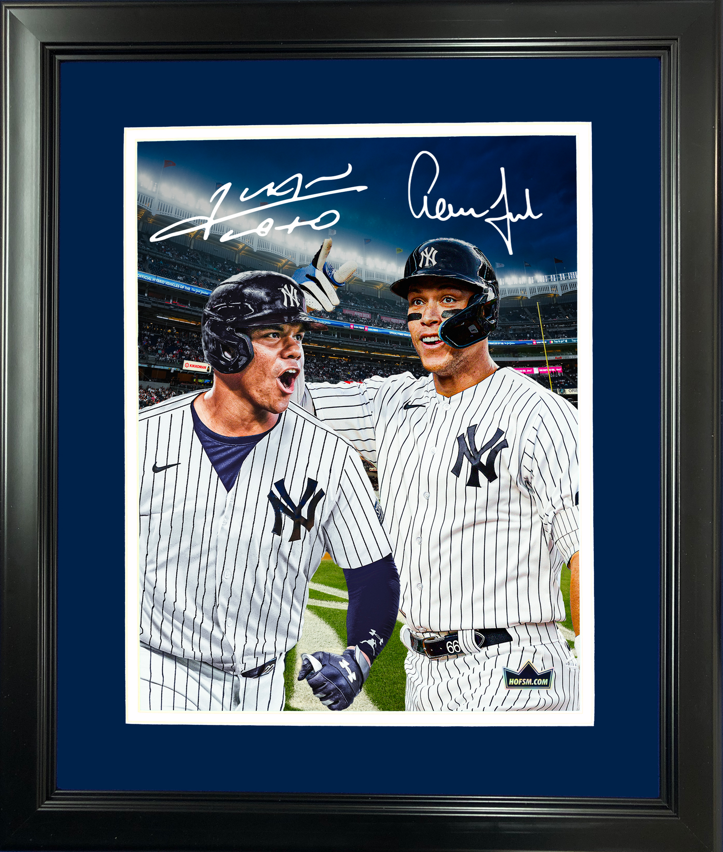 Framed Aaron Judge & Juan Soto Dual Facsimile Laser Engraved Signature Auto 11"x14"Baseball Photo HOFSM Holo