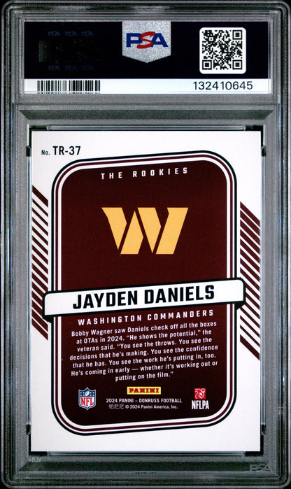 Graded 2024 Panini Donruss Jayden Daniels #TR37 The Rookies Rookie RC Football Card PSA 9 Mint
