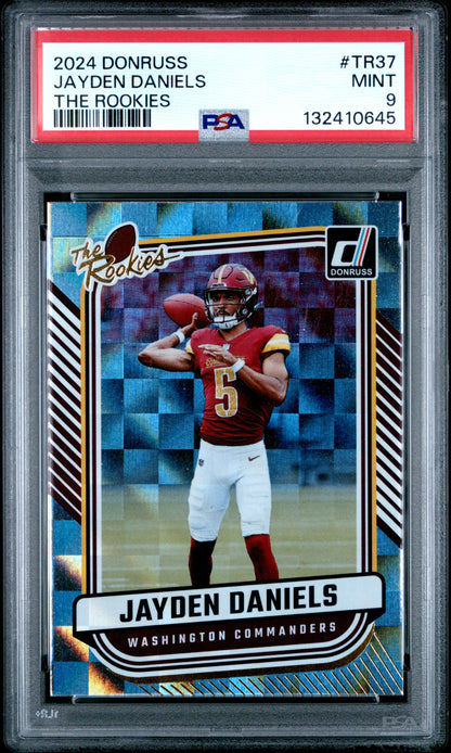 Graded 2024 Panini Donruss Jayden Daniels #TR37 The Rookies Rookie RC Football Card PSA 9 Mint