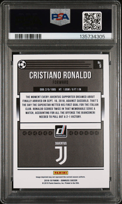Graded 2018 Panini Donruss Cristiano Ronaldo #9 Soccer Card PSA 10 Gem Mint