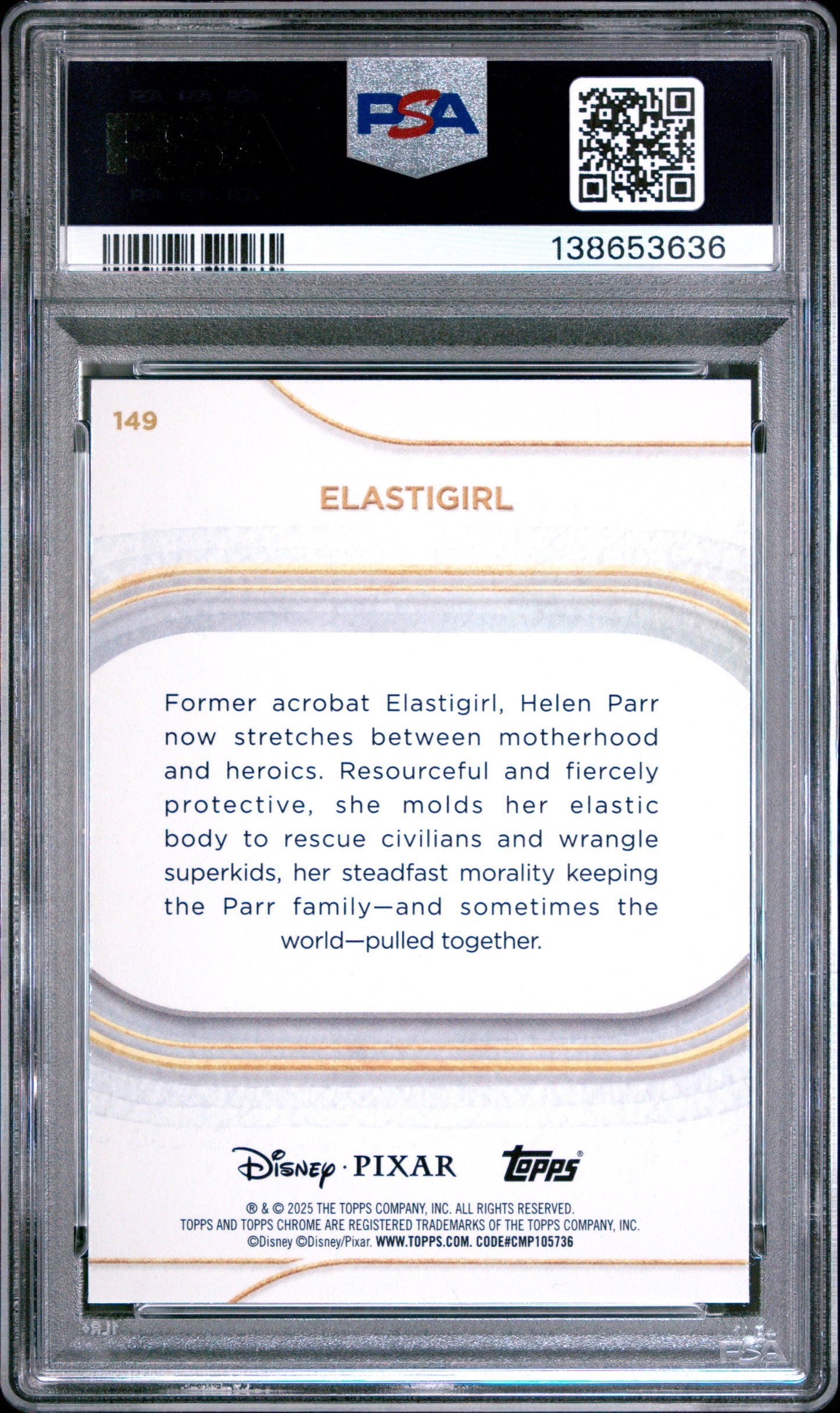 Graded 2025 Topps Chrome Disney Elastigirl #149 Yellow Mini Diamonds The Incredibles Mrs. Incredible Trading Card PSA 10 Gem Mint