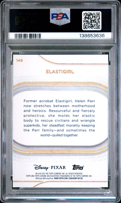 Graded 2025 Topps Chrome Disney Elastigirl #149 Yellow Mini Diamonds The Incredibles Mrs. Incredible Trading Card PSA 10 Gem Mint