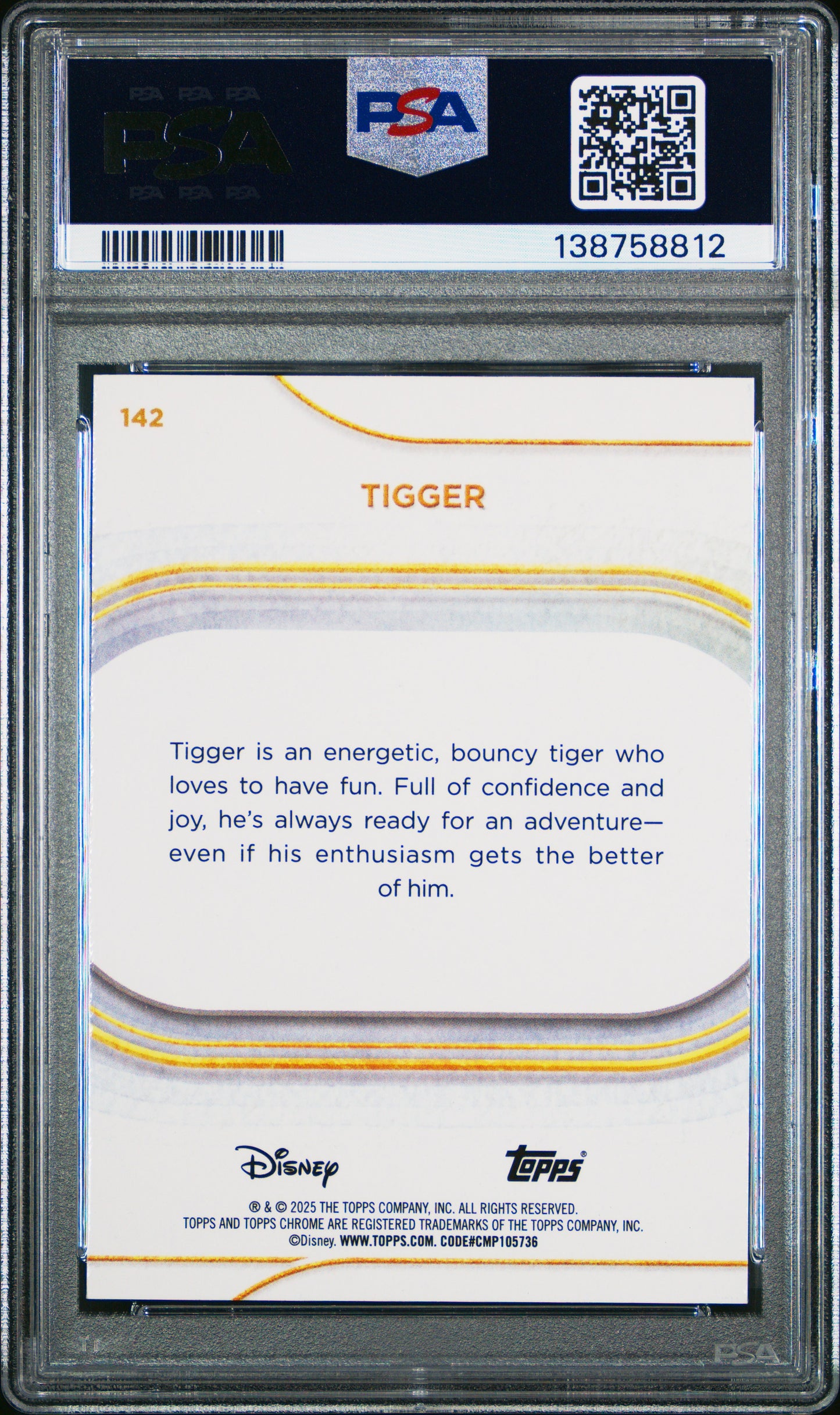 Graded 2025 Topps Chrome Disney Tigger #142 Winnie The Pooh Trading Card PSA 10 Gem Mint