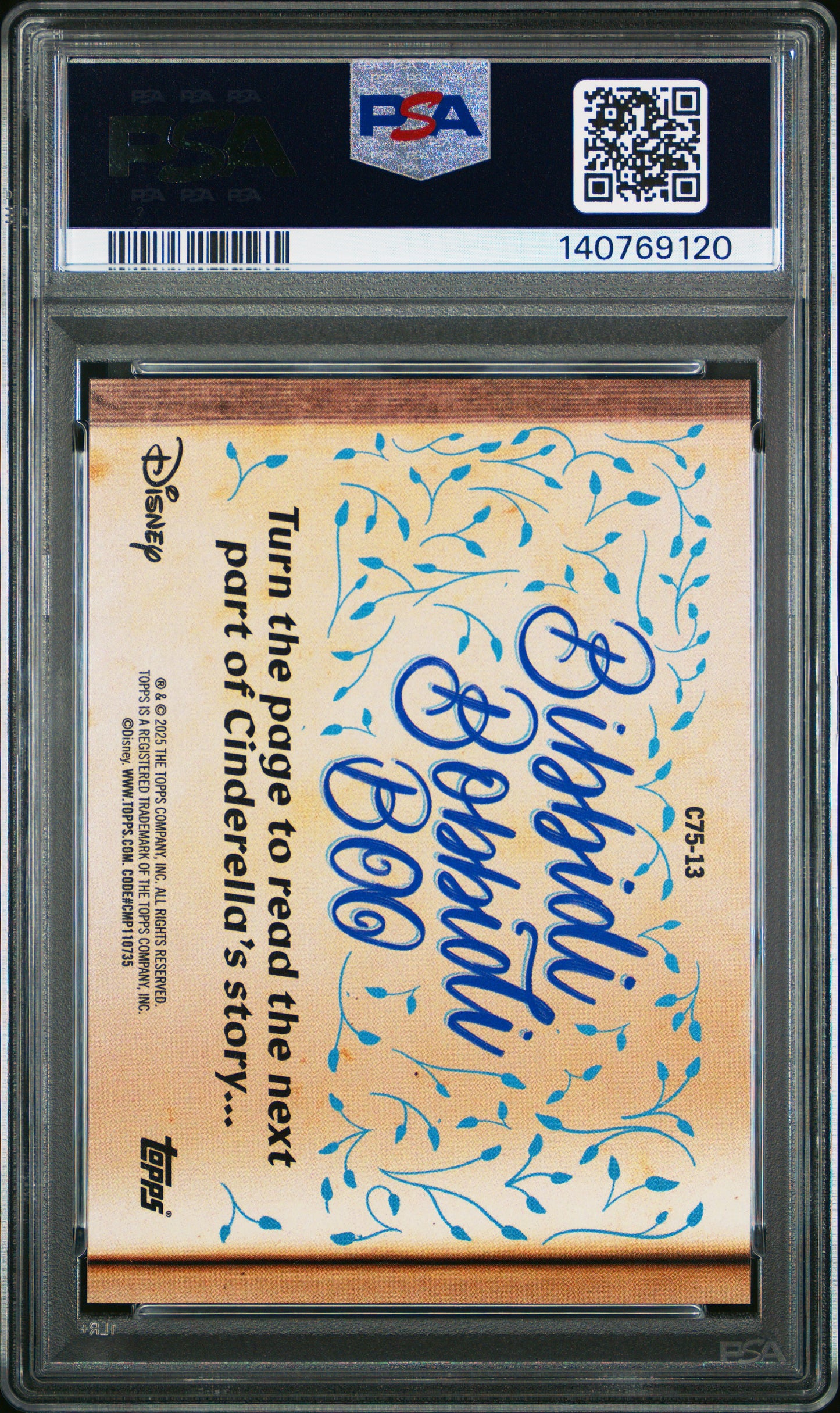 Graded 2025 Topps Chrome Disney Wonder Cinderella The Magic Words #C75-13 Bibbidi Bobbidi Boo Trading Card PSA 10 Gem Mint