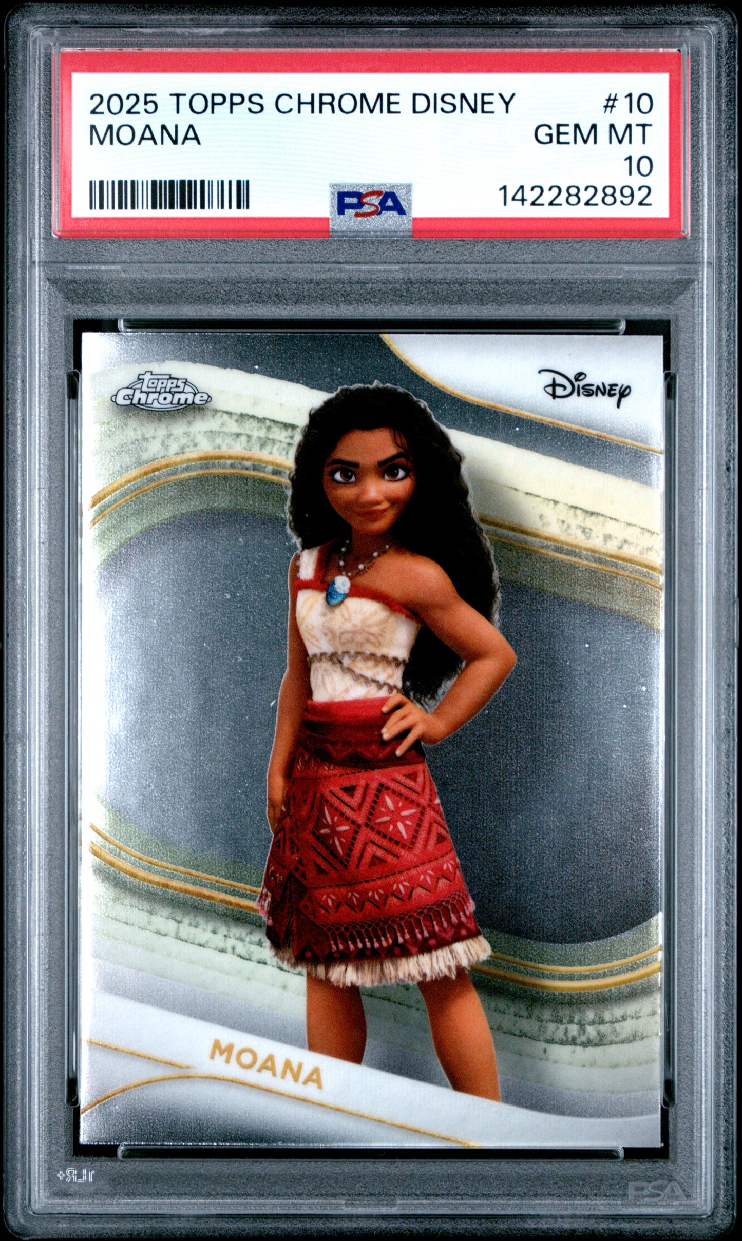 Graded 2025 Topps Chrome Disney Moana #10 Trading Card PSA 10 Gem Mint
