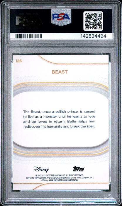 Graded 2025 Topps Chrome Disney Beast #126 Beauty and the Beast Trading Card PSA 10 Gem Mint