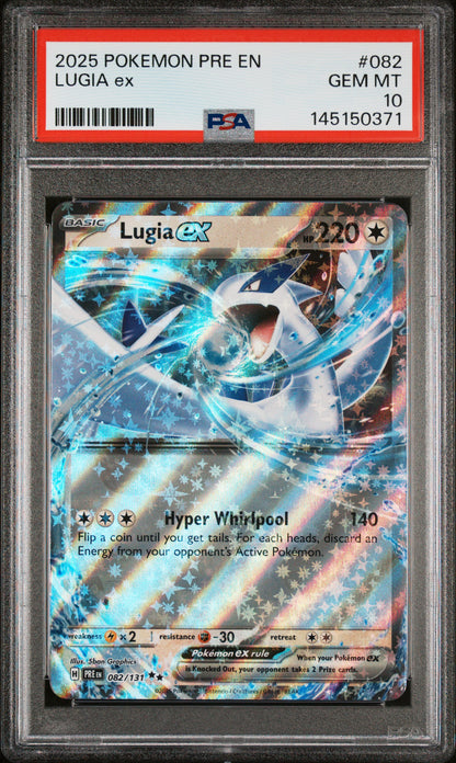 Graded 2025 Pokemon PRE EN Lugia ex #082 Prismatic Evolutions Trading Card Game PSA 10 Gem Mint