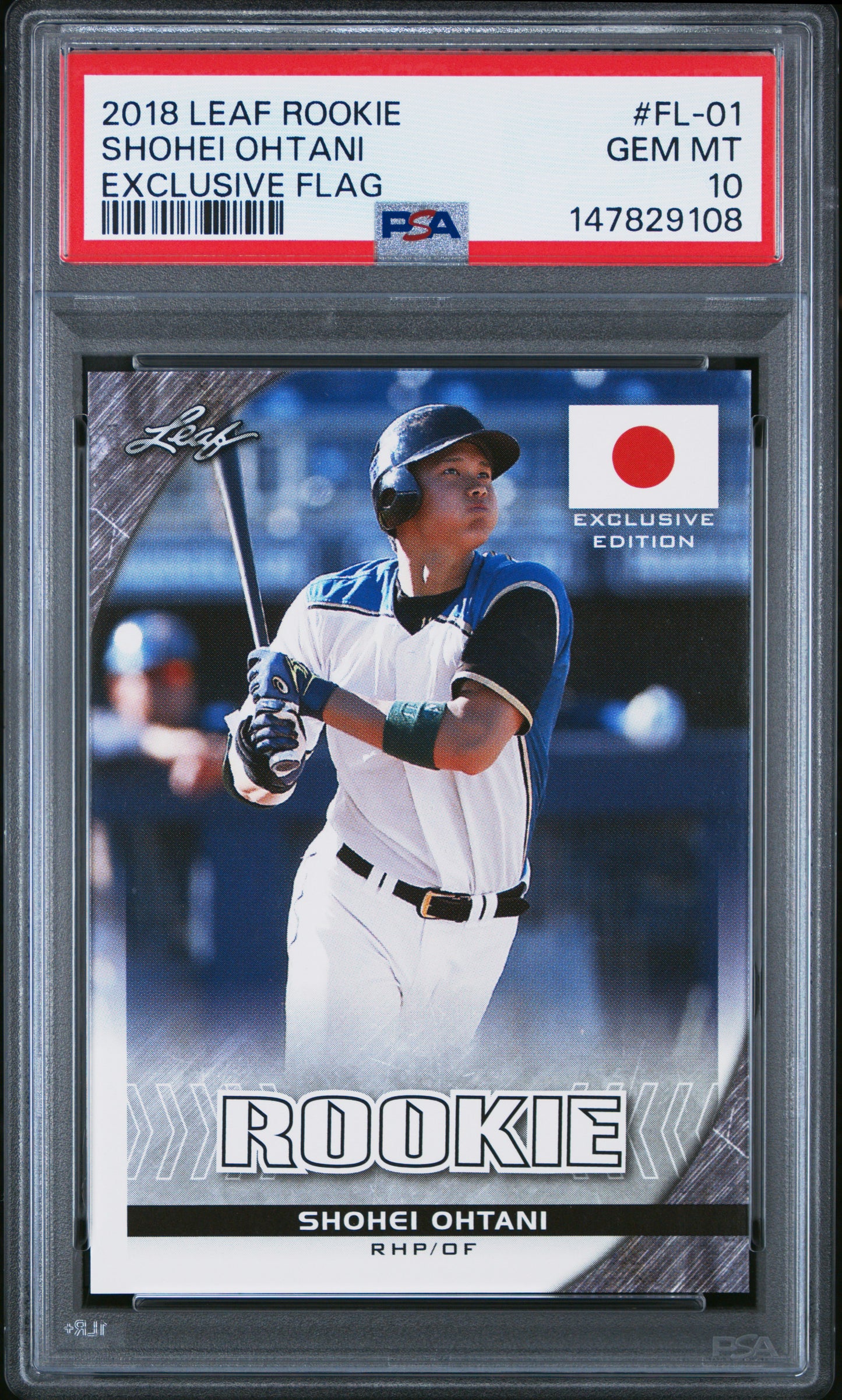 Graded 2018 Leaf Rookie Shohei Ohtani #FL-01 Exclusive Flag Rookie RC Baseball Card PSA 10 Gem Mint