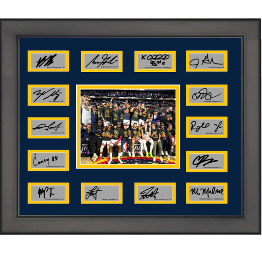 Framed 2023 Denver Nuggets NBA Champions Team Facsimile Laser Engraved Signature Auto Collage 20x25 Basketball Photo