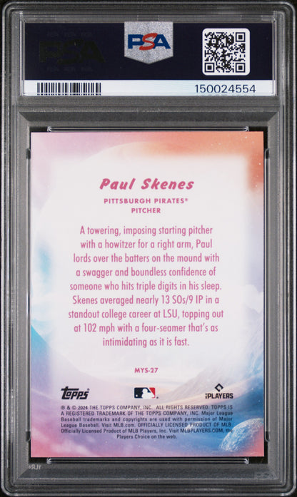 Graded 2024 Topps Update Paul Skenes #MYS27 Mystical Rookie RC Baseball Card PSA 10 Gem Mint