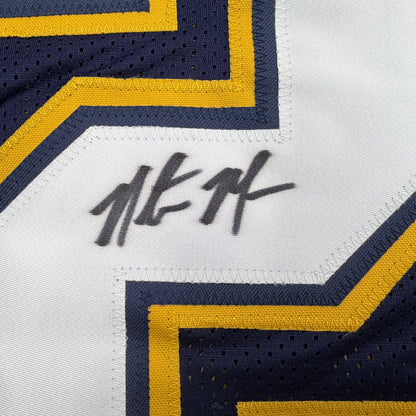 Autographed/Signed Natrone Means Los Angeles San Diego Navy Blue Football Jersey Beckett BAS COA