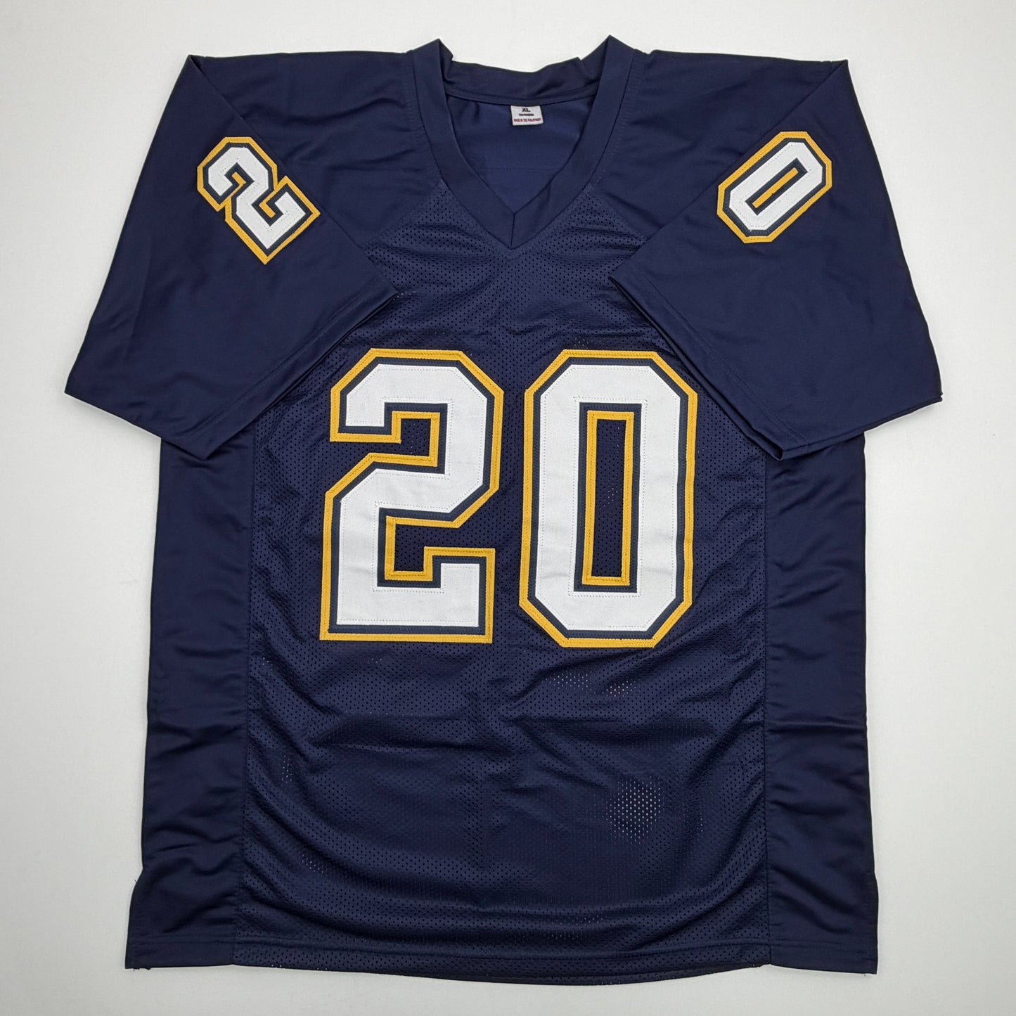 Autographed/Signed Natrone Means Los Angeles San Diego Navy Blue Football Jersey Beckett BAS COA