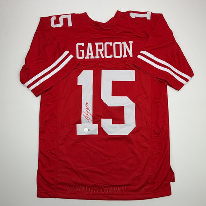 Autographed/Signed Pierre Garcon San Francisco Red Football Jersey Beckett BAS COA