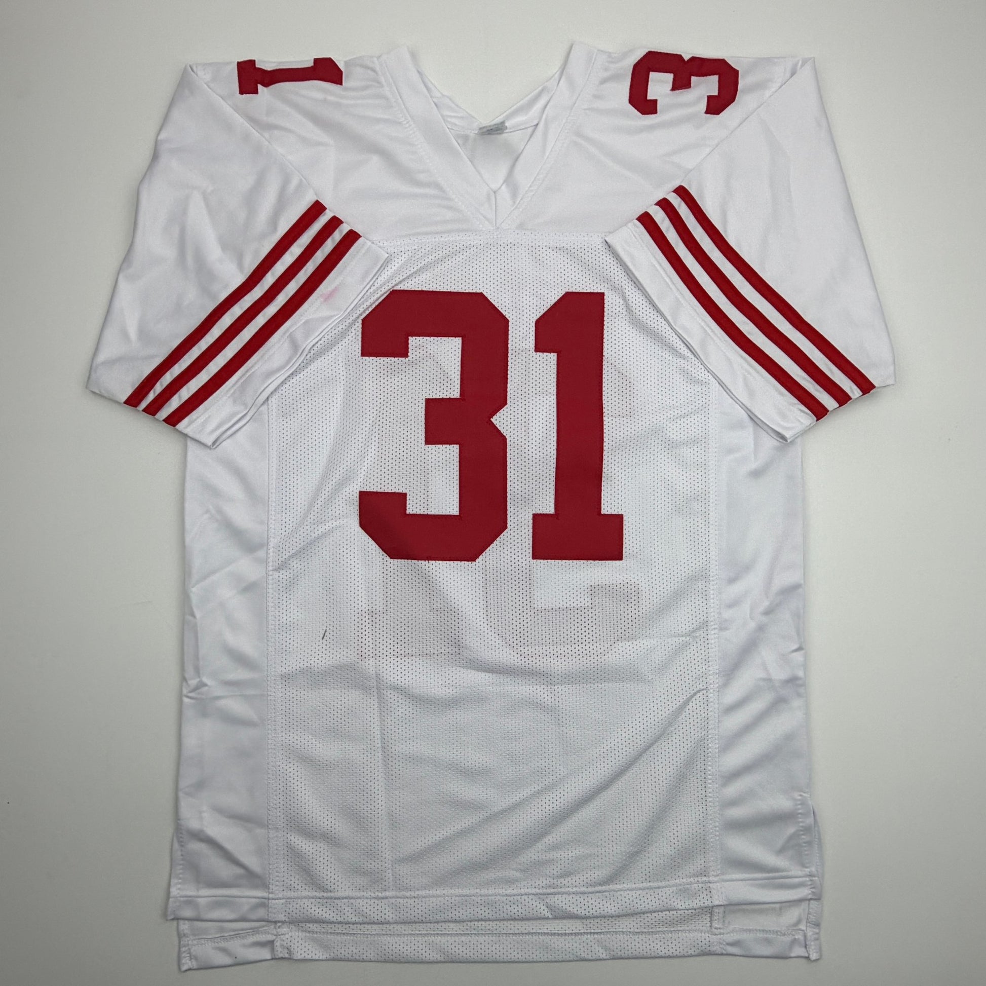 Autographed/Signed Donte Whitner San Francisco White Football Jersey Beckett BAS COA