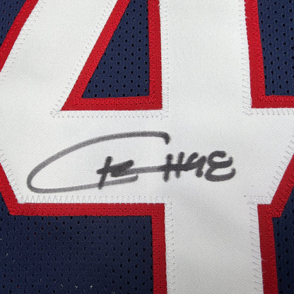 Autographed/Signed Christian Harris Houston Blue Football Jersey Beckett BAS COA