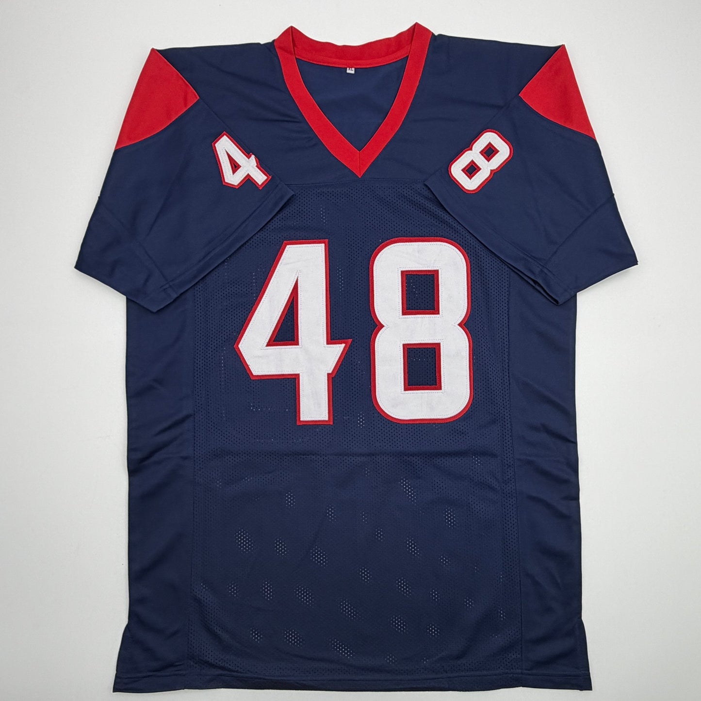 Autographed/Signed Christian Harris Houston Blue Football Jersey Beckett BAS COA