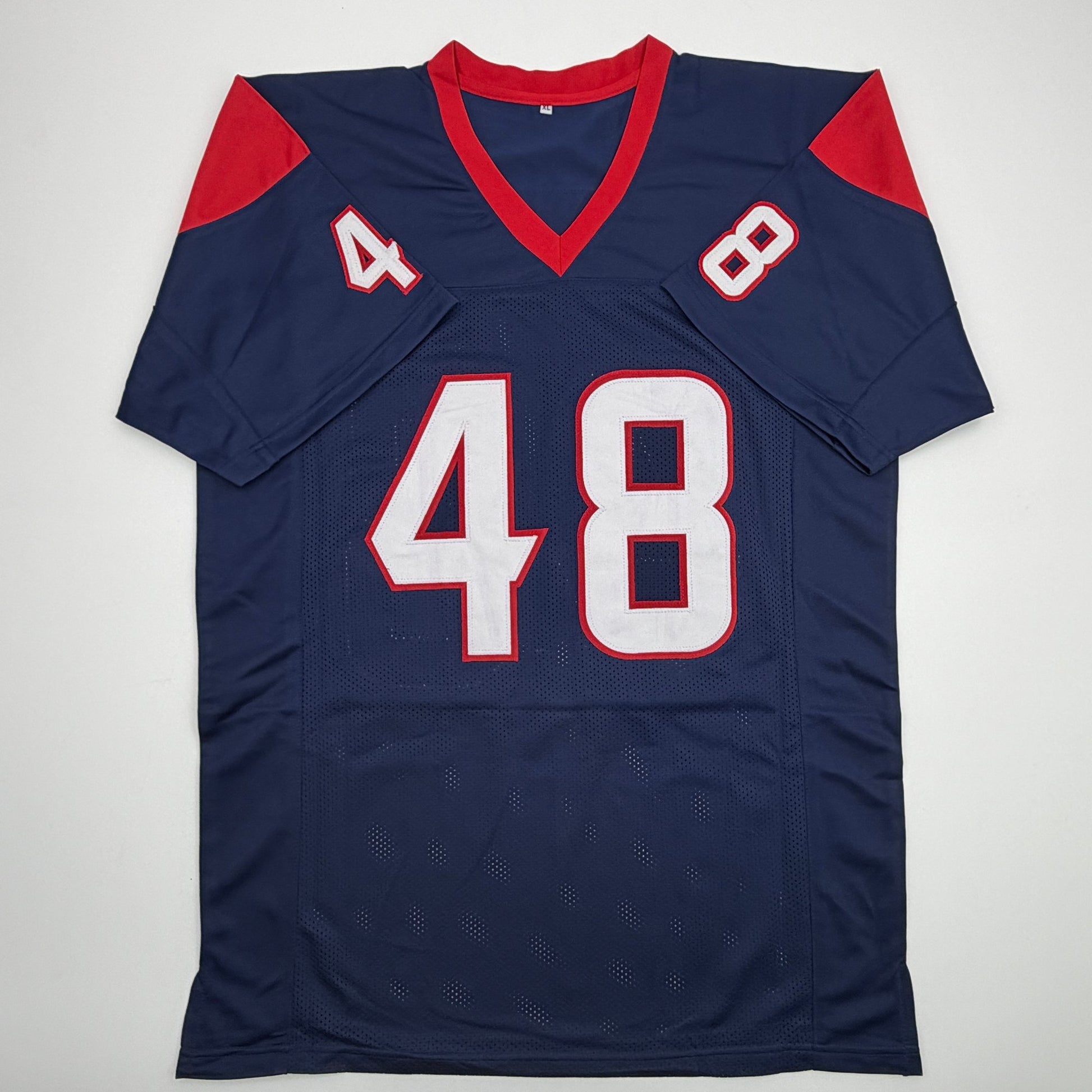 Autographed/Signed Christian Harris Houston Blue Football Jersey Beckett BAS COA