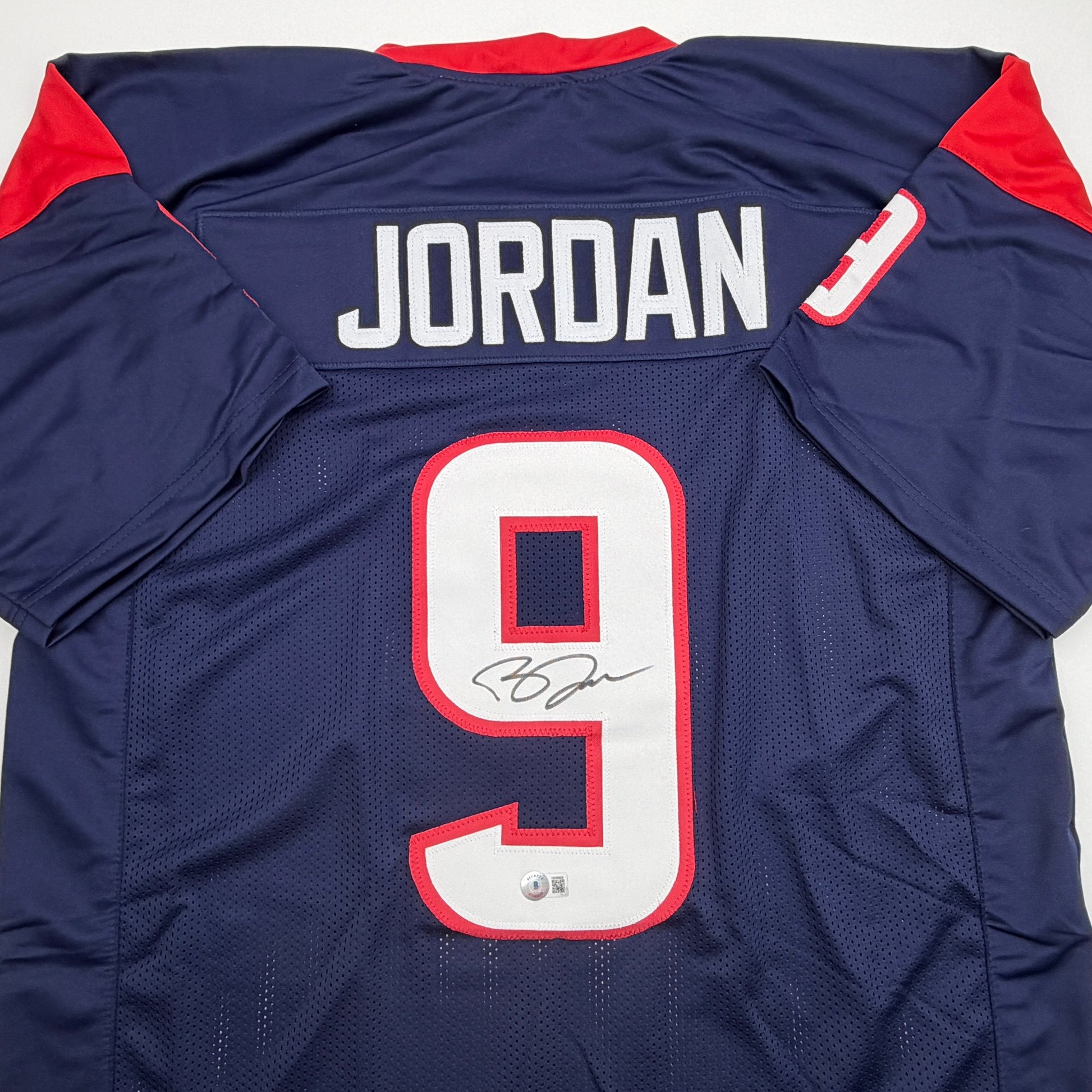 Autographed/Signed Brevin Jordan Houston Blue Football Jersey Beckett BAS COA