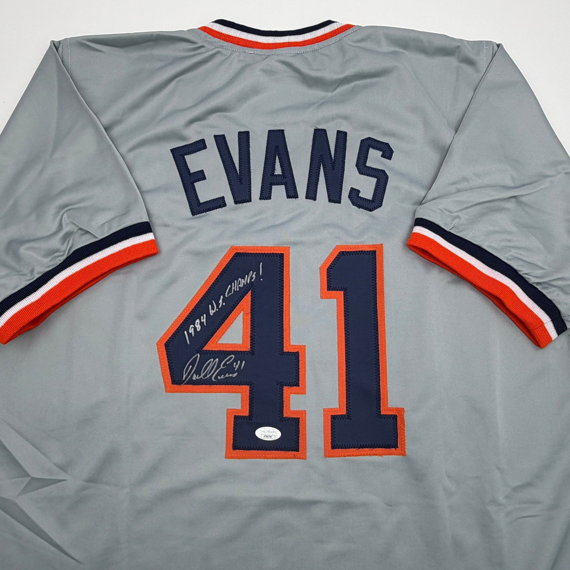 Autographed/Signed Darrell Evans 1984 WS Champs Detroit Grey Baseball Jersey JSA COA