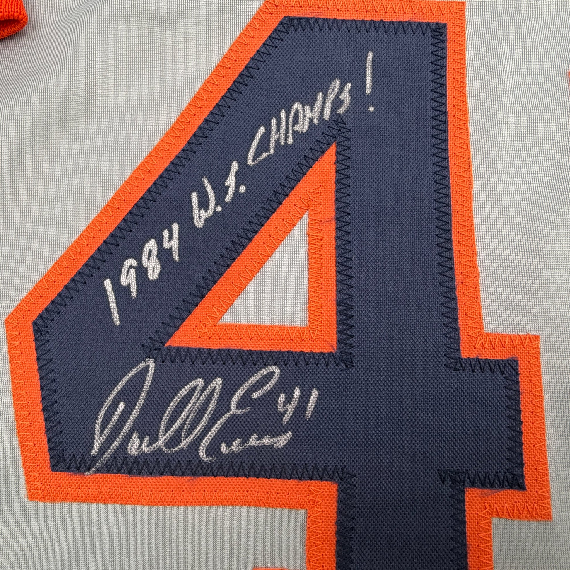Autographed/Signed Darrell Evans 1984 WS Champs Detroit Grey Baseball Jersey JSA COA