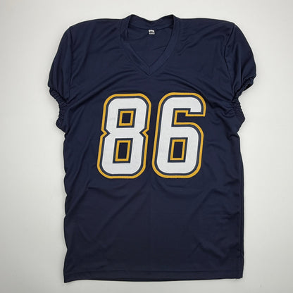 Autographed/Signed Oronde Gadsden Los Angeles San Diego Navy Blue Pro Cut Football Jersey Beckett BAS COA