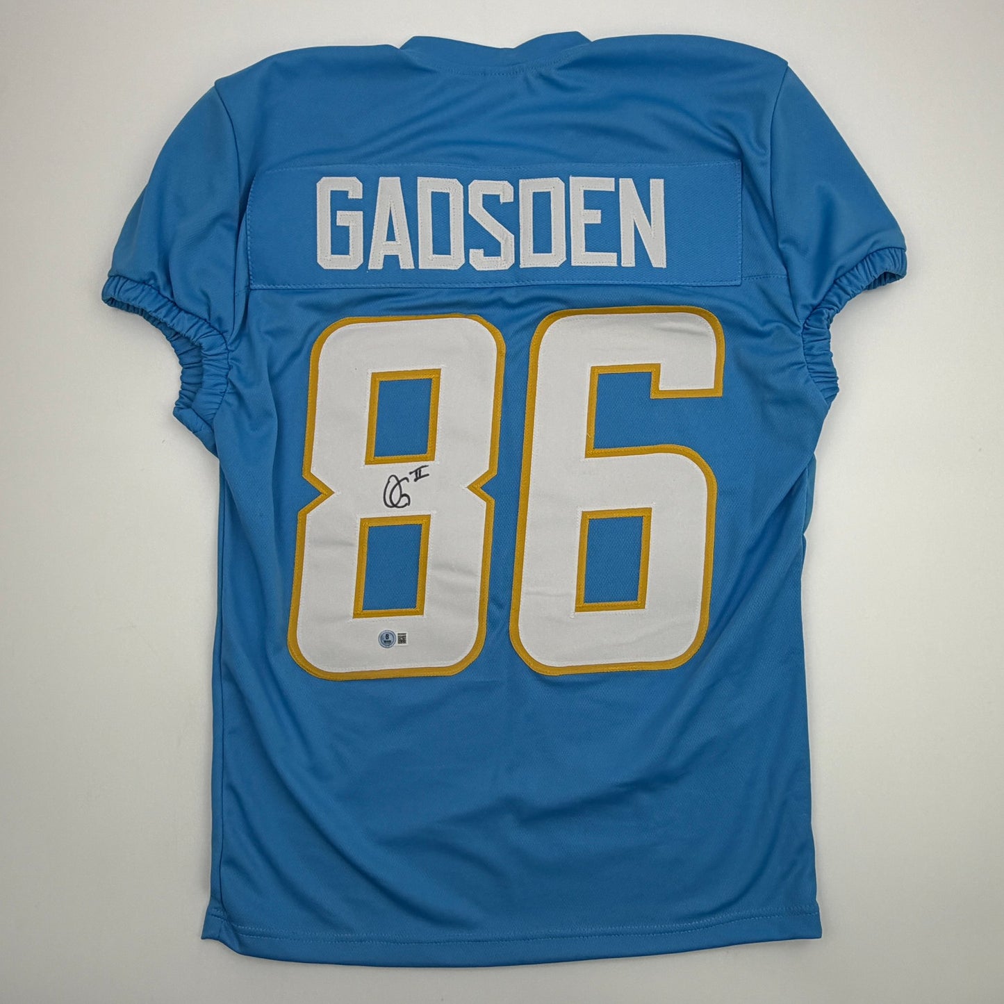 Autographed/Signed Oronde Gadsden Los Angeles San Diego Powder Blue Pro Cut Football Jersey Beckett BAS COA