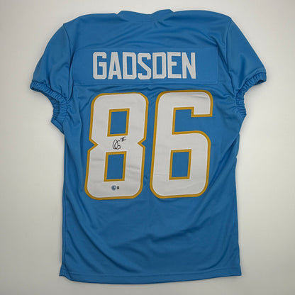 Autographed/Signed Oronde Gadsden Los Angeles San Diego Powder Blue Pro Cut Football Jersey Beckett BAS COA
