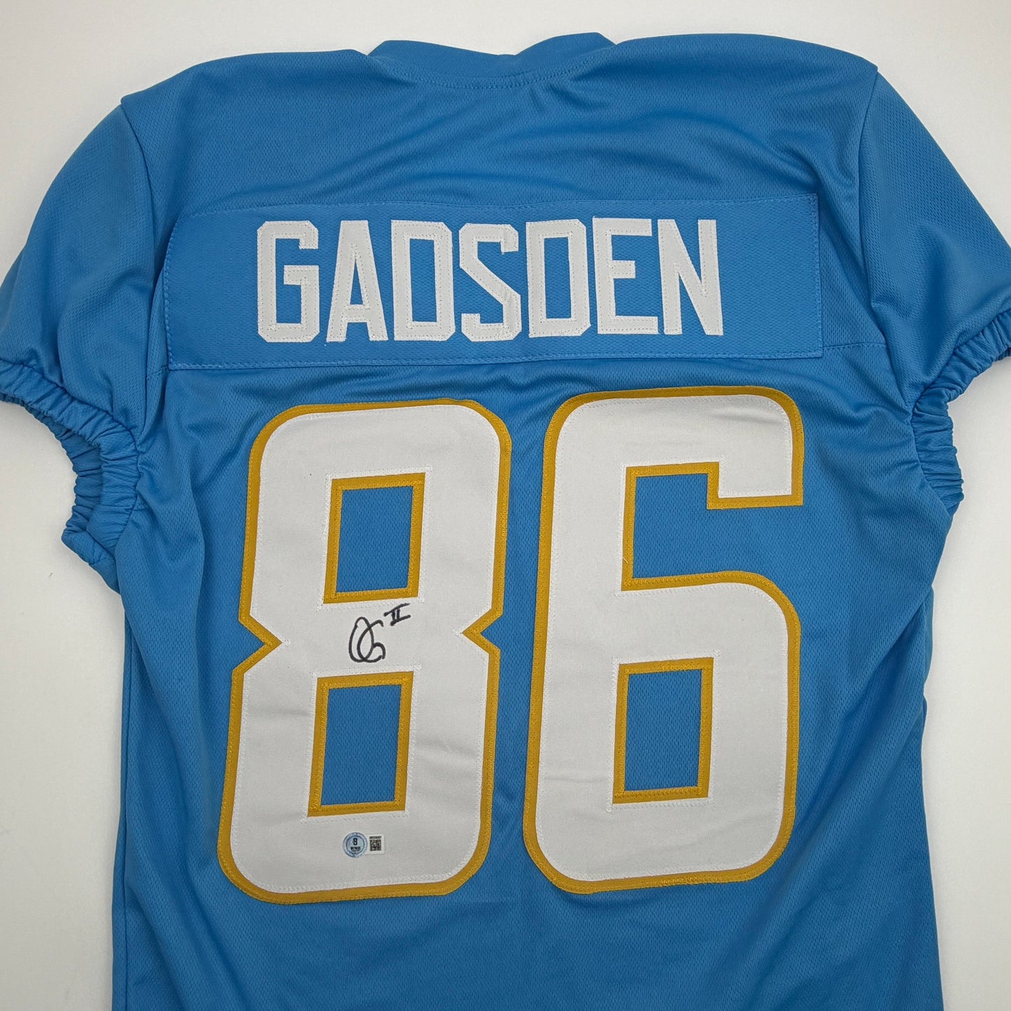 Autographed/Signed Oronde Gadsden Los Angeles San Diego Powder Blue Pro Cut Football Jersey Beckett BAS COA