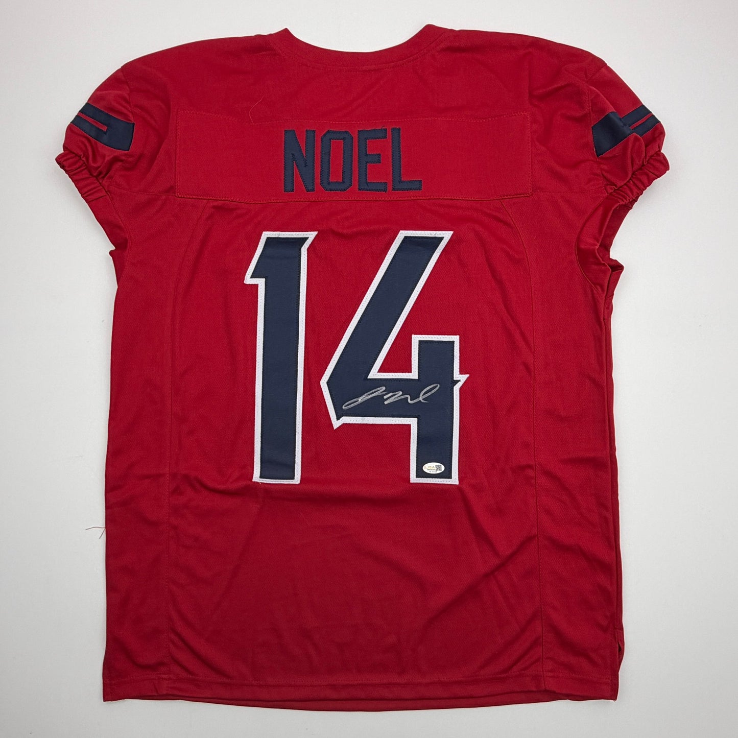 Autographed/Signed Jaylin Noel Houston Red Pro Cut Football Jersey JSA COA
