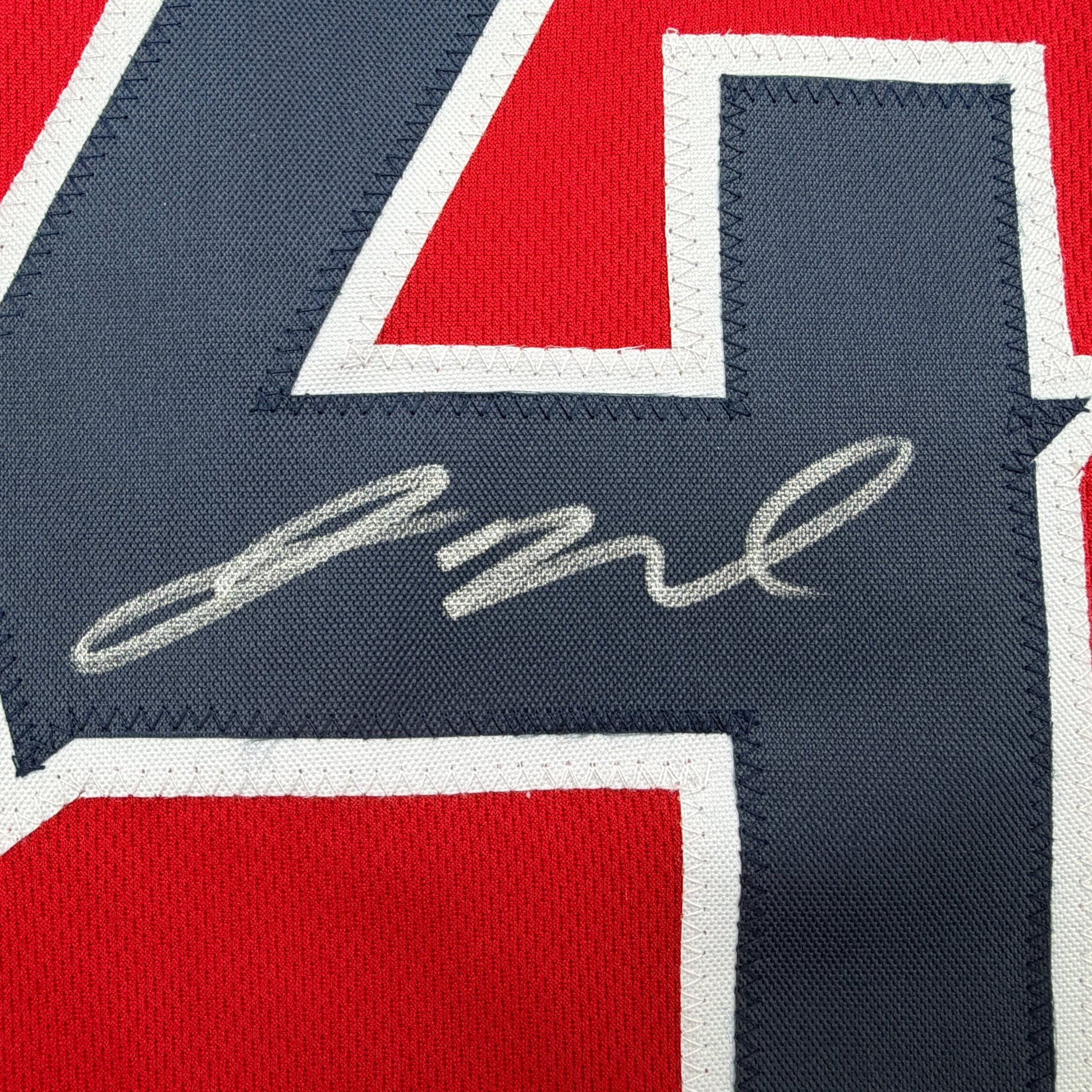 Autographed/Signed Jaylin Noel Houston Red Pro Cut Football Jersey JSA COA