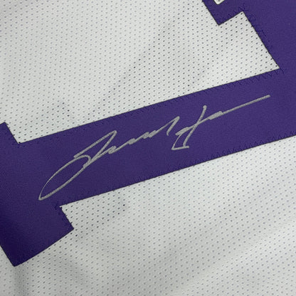 Autographed/Signed Leonard Fournette LSU White College Football Jersey Beckett BAS COA