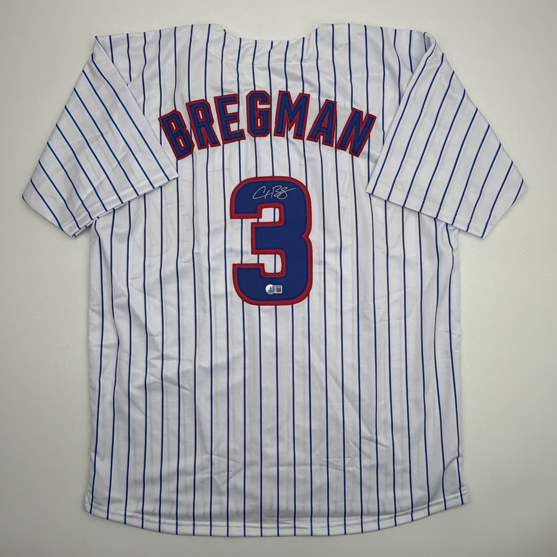 Autographed/Signed Alex Bregman Chicago Pinstripe Baseball Jersey Beckett BAS COA