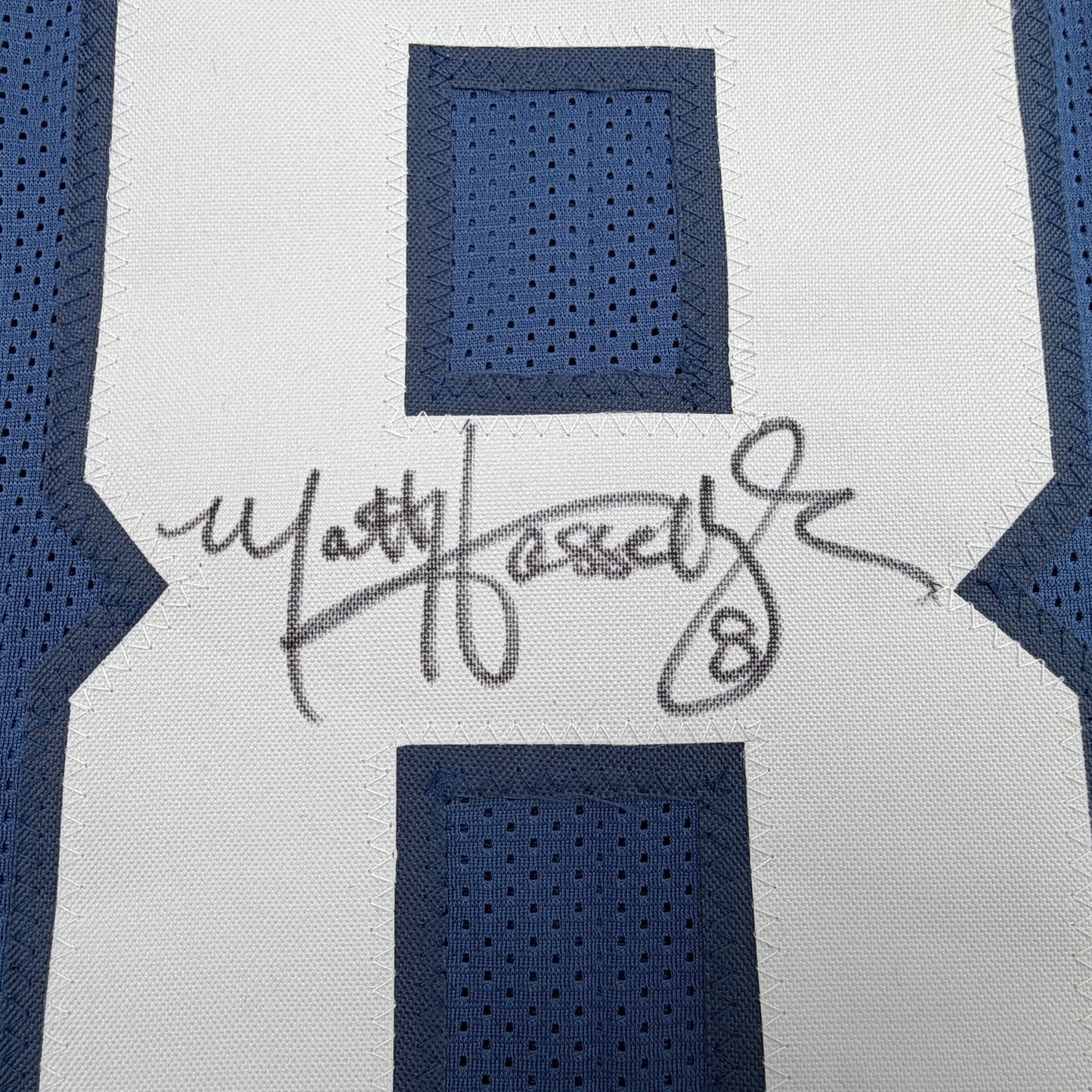Autographed/Signed Matt Hasselbeck Seattle Blue Football Jersey Beckett BAS COA