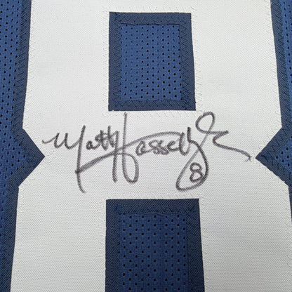Autographed/Signed Matt Hasselbeck Seattle Blue Football Jersey Beckett BAS COA