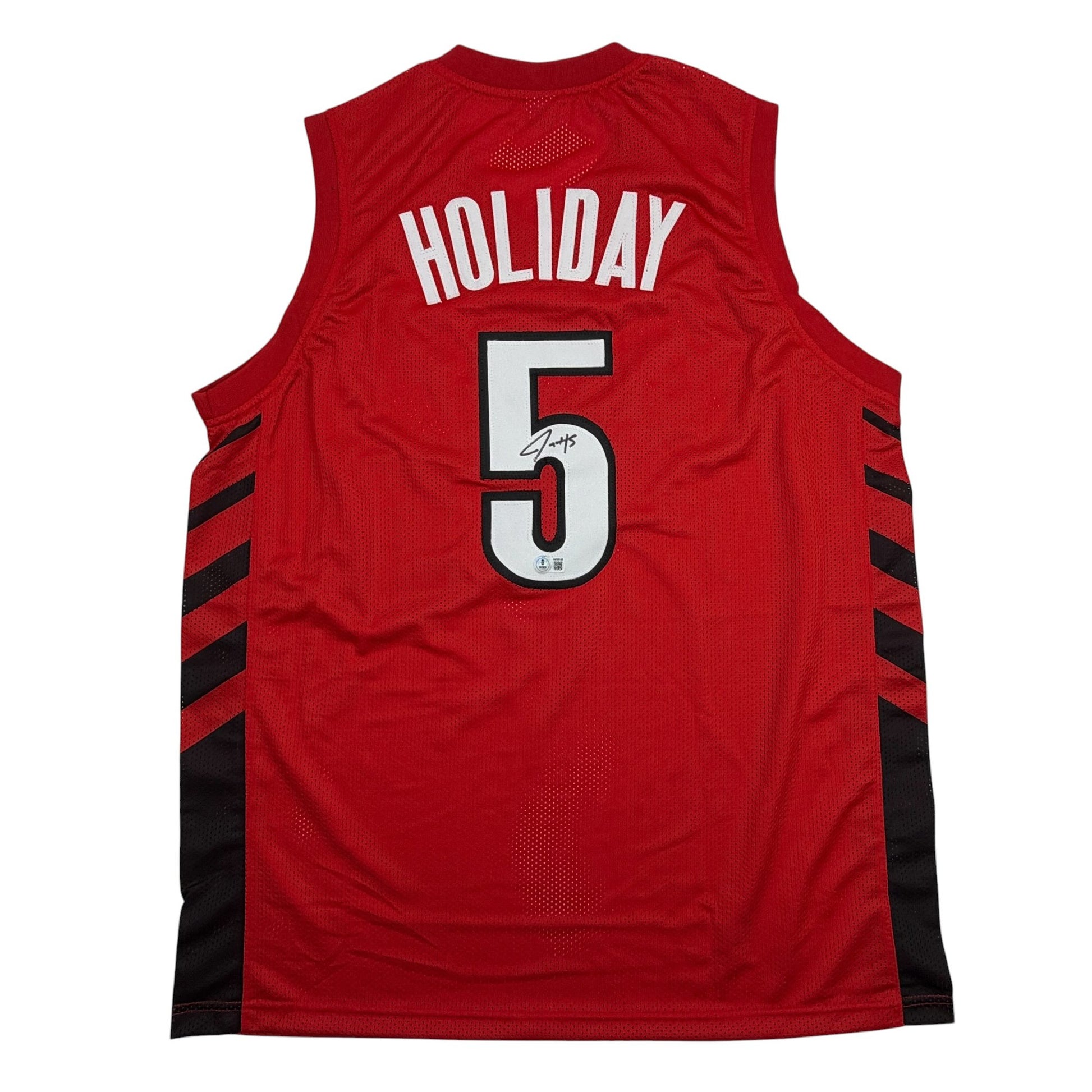 Autographed/Signed Jrue Holiday Portland Red Basketball Jersey Beckett BAS COA