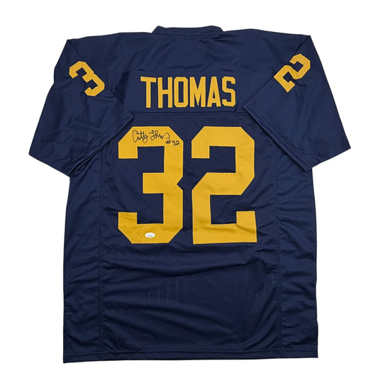 Autographed/Signed Anthony Thomas Michigan Blue College Football Jersey JSA COA