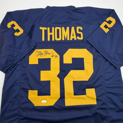 Autographed/Signed Anthony Thomas Michigan Blue College Football Jersey JSA COA