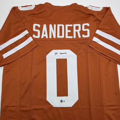 Autographed/Signed Ja'Tavion Sanders Texas Orange College Football Jersey Beckett BAS COA
