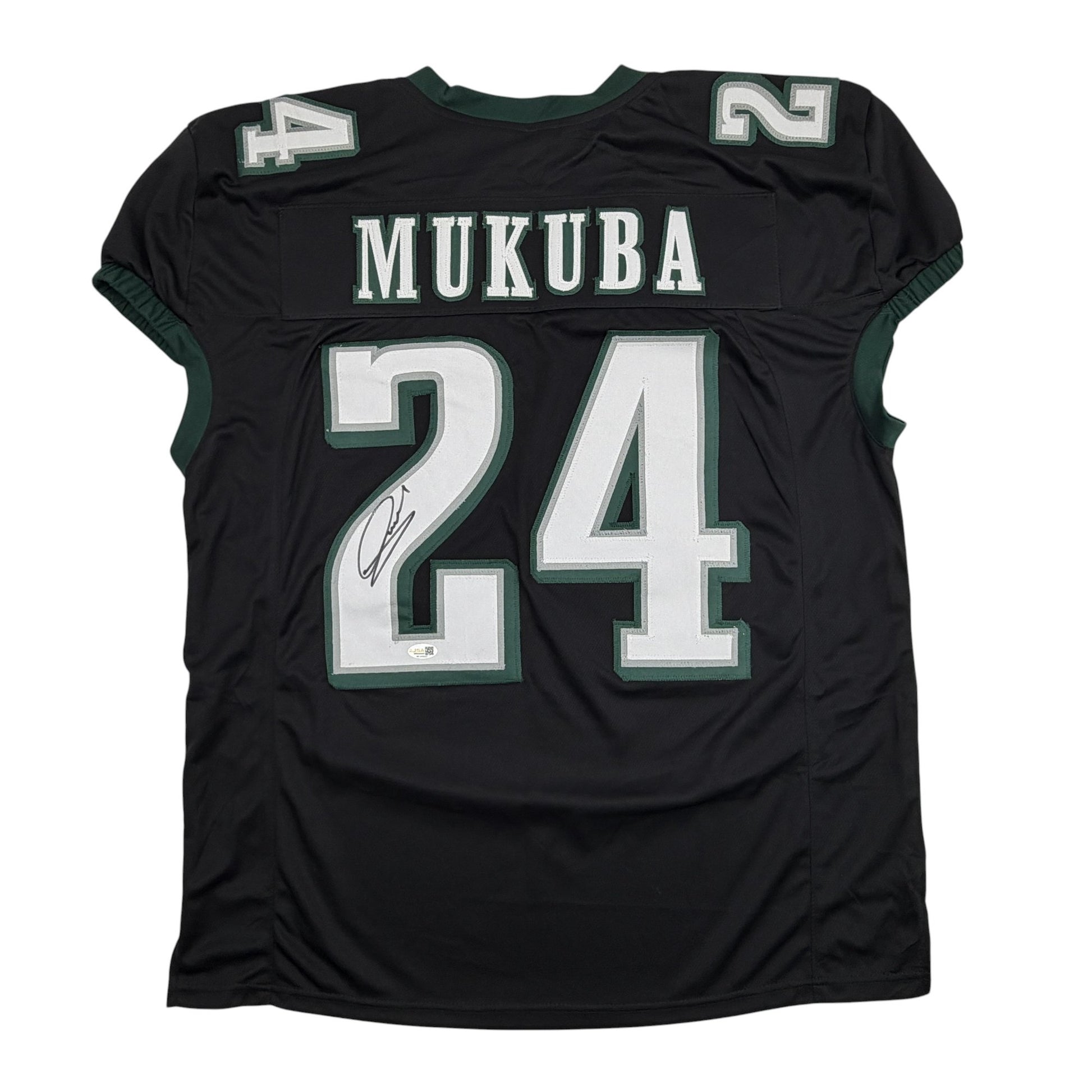 Autographed/Signed Andrew Mukuba Philadelphia Black Pro Cut Football Jersey JSA COA