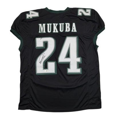 Autographed/Signed Andrew Mukuba Philadelphia Black Pro Cut Football Jersey JSA COA