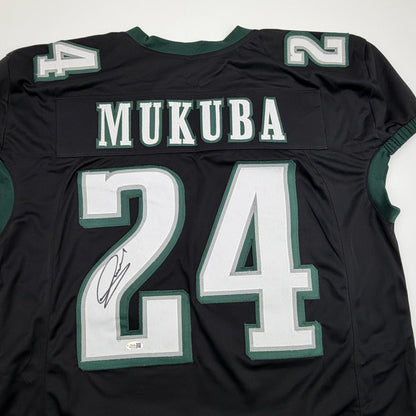 Autographed/Signed Andrew Mukuba Philadelphia Black Pro Cut Football Jersey JSA COA