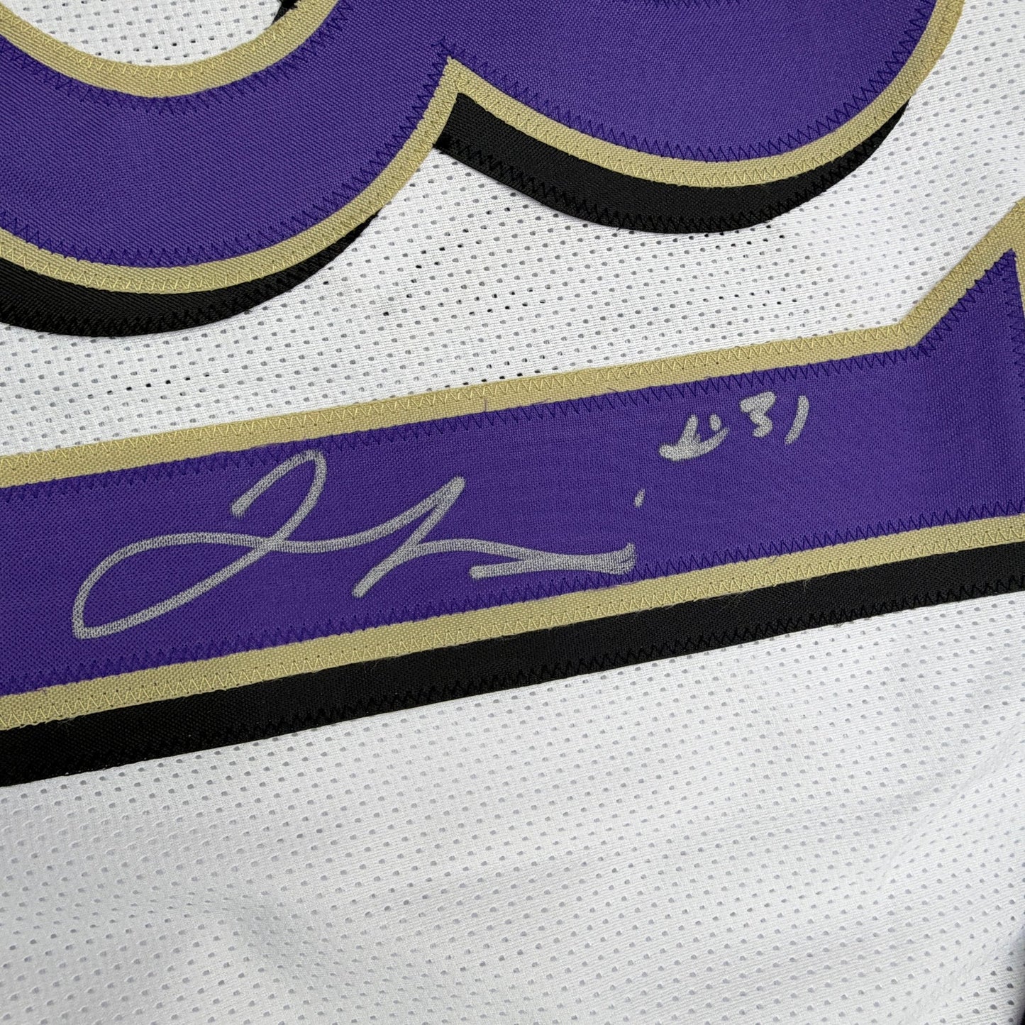 Autographed/Signed Jamal Lewis Baltimore White Football Jersey Beckett BAS COA