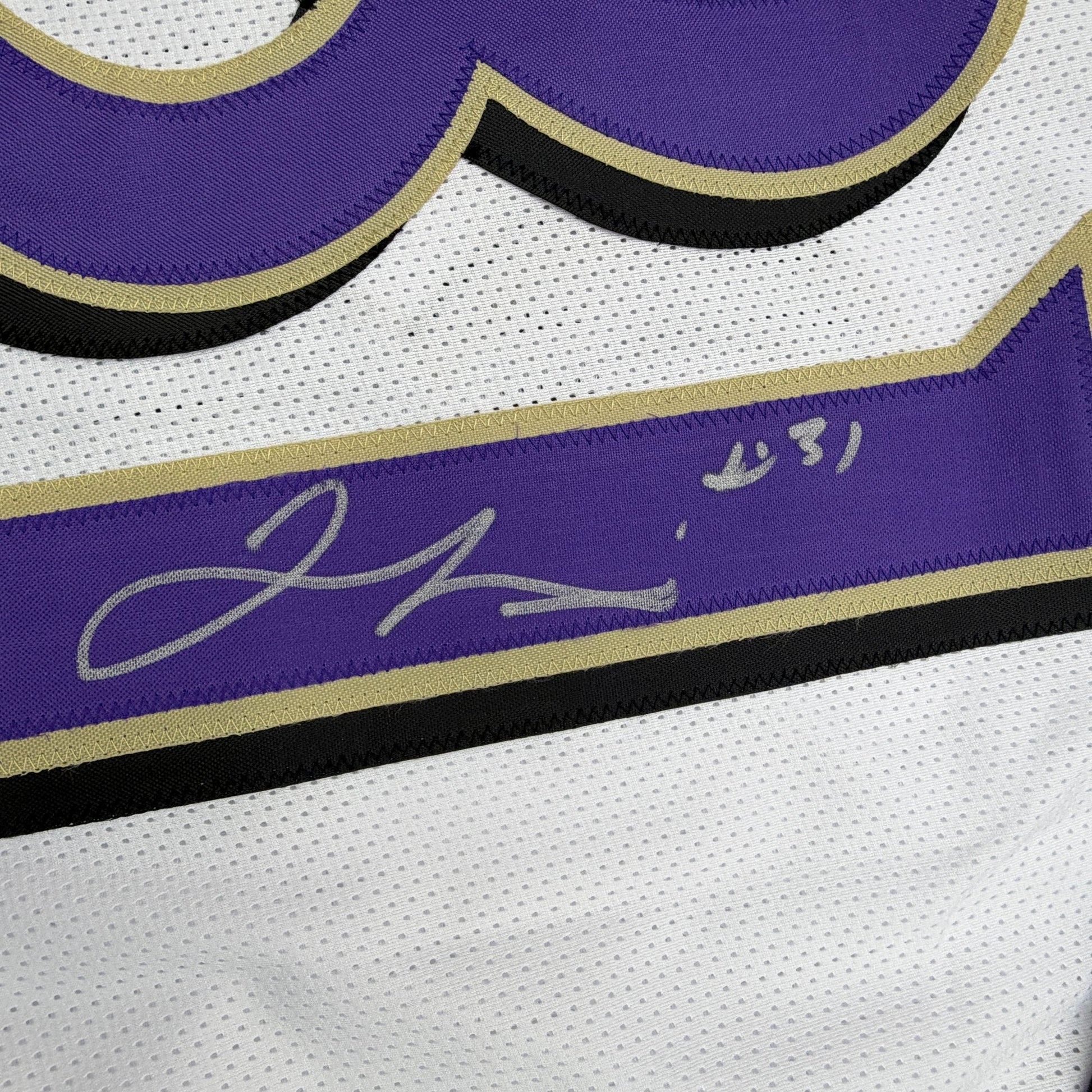Autographed/Signed Jamal Lewis Baltimore White Football Jersey Beckett BAS COA