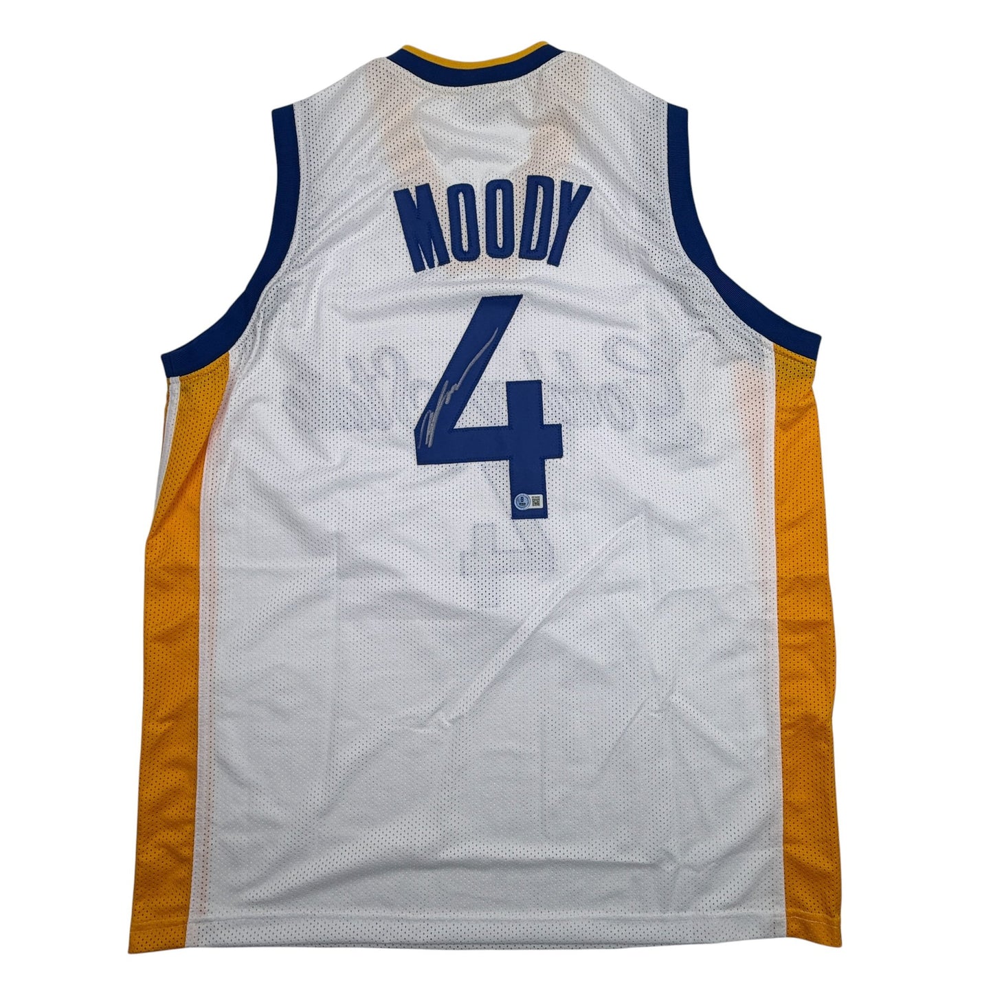 Autographed/Signed Moses Moody Golden State White Basketball Jersey Beckett BAS COA