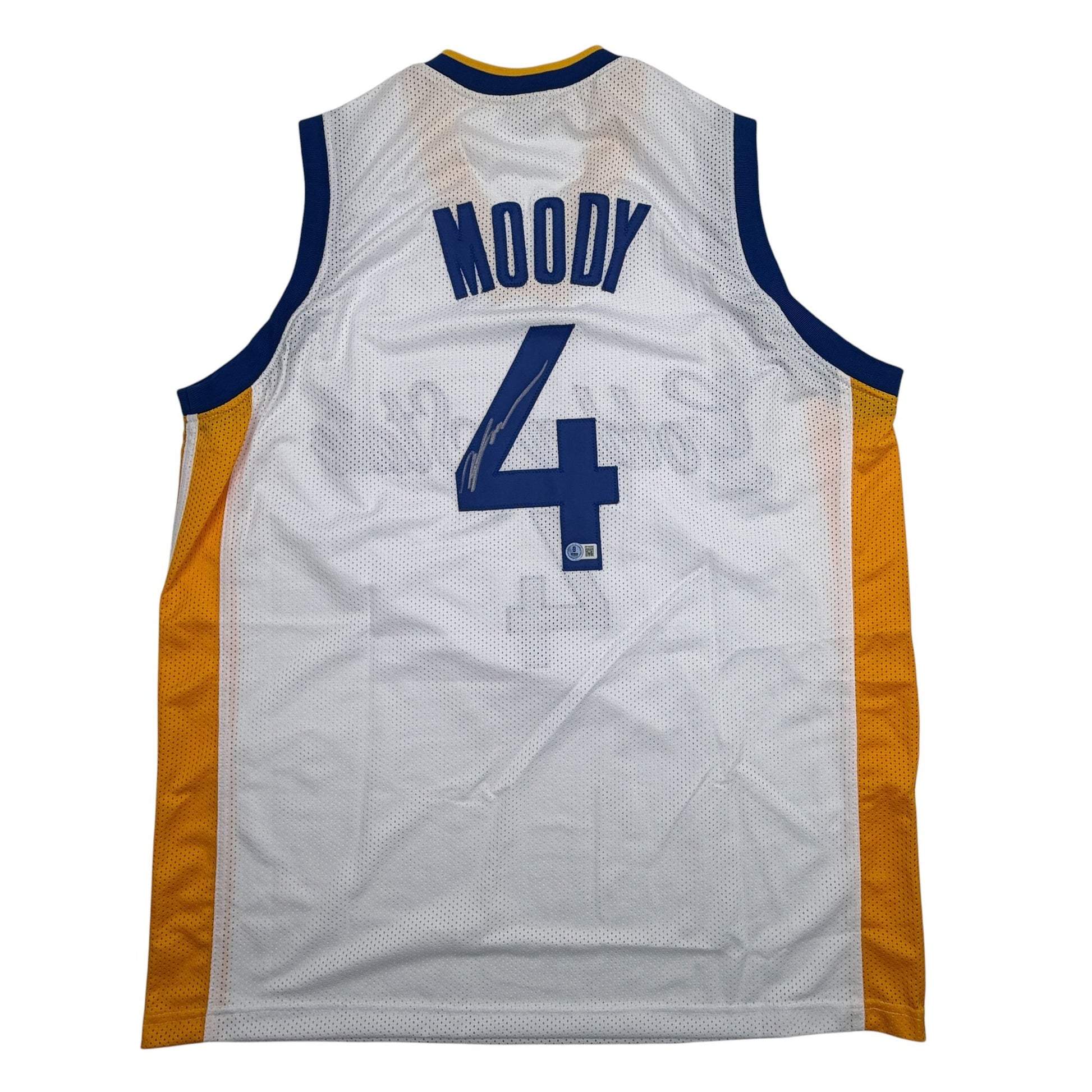 Autographed/Signed Moses Moody Golden State White Basketball Jersey Beckett BAS COA