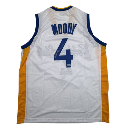 Autographed/Signed Moses Moody Golden State White Basketball Jersey Beckett BAS COA