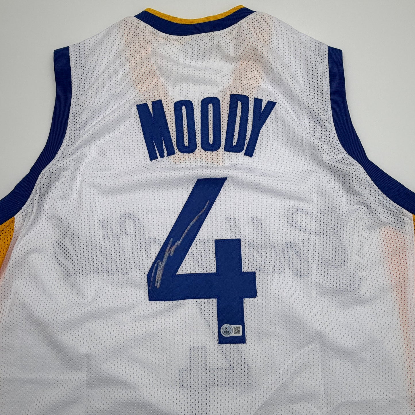 Autographed/Signed Moses Moody Golden State White Basketball Jersey Beckett BAS COA