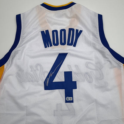 Autographed/Signed Moses Moody Golden State White Basketball Jersey Beckett BAS COA