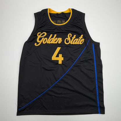 Autographed/Signed Moses Moody Golden State Black Basketball Jersey Beckett BAS COA